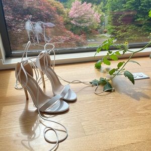 SHEIN White Tie Leg Design Stiletto Heeled Strappy Sandals